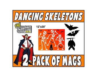 Halloween Dancing Skeletons Car Magnets: Vehicle Garage Decor (20''x12'')