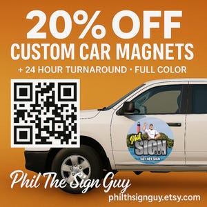 Custom Car Magnet Decals – Set of 2 Full Color Vehicle Signs – Business Logo Magnets – Fast Same Day Print & Ship