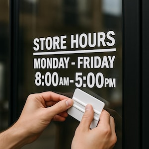 Custom Store Hours Vinyl Decal: Restaurant Window Sign, 8-10 yr Outdoor Life