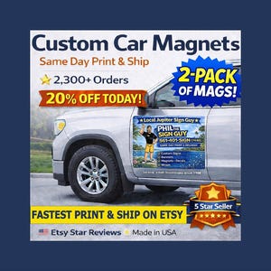 Custom Car Magnets: Full Color Business Vehicle Signs (Set of 2)