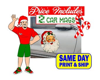 Santa Car Magnets: Christmas Garage Door Decorations (Set of 2)
