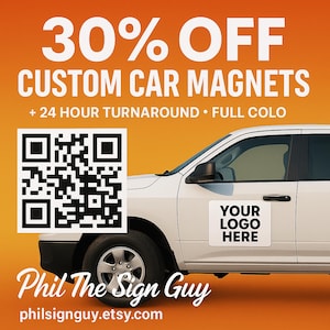 Custom Car Magnet Decals – Set of 2 Full Color Vehicle Signs – Business Logo Magnets – Fast Same Day Print & Ship