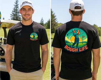 Grappig golf-T-shirt: Sunset Golfer Design - zwart T-shirt, uniseks