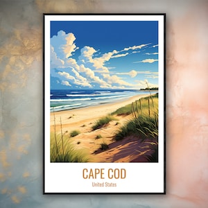 Affiche imprimée voyage Cape Cod, cadeau Cape Cod, aventure verticale, art mural, décoration intérieure Cape Cod, cadeau États-Unis, affiche