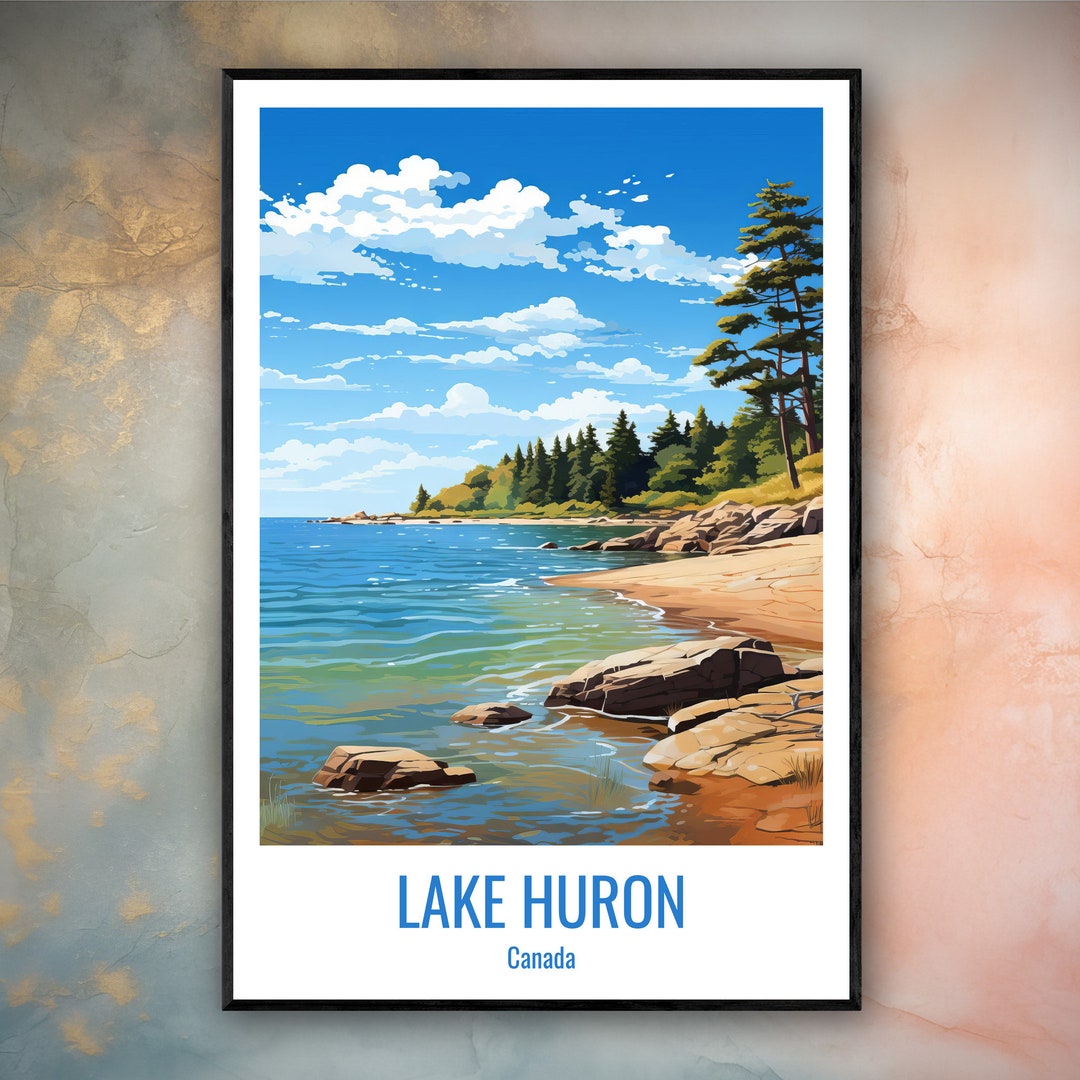 Lake Huron Poster Lake Huron Wall Art Huron Poster Huron Etsy