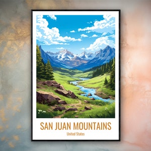 San Juan Mountains Travel Print Poster San Juan Gift Vertical Adventure Wall Art San Home Decor United States Gift Poster