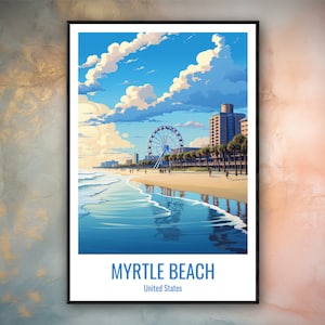 Myrtle Beach Travel Print Poster Myrtle Gift Vertical Adventure Wall Art Myrtle Beach Home Decor United States Gift Poster