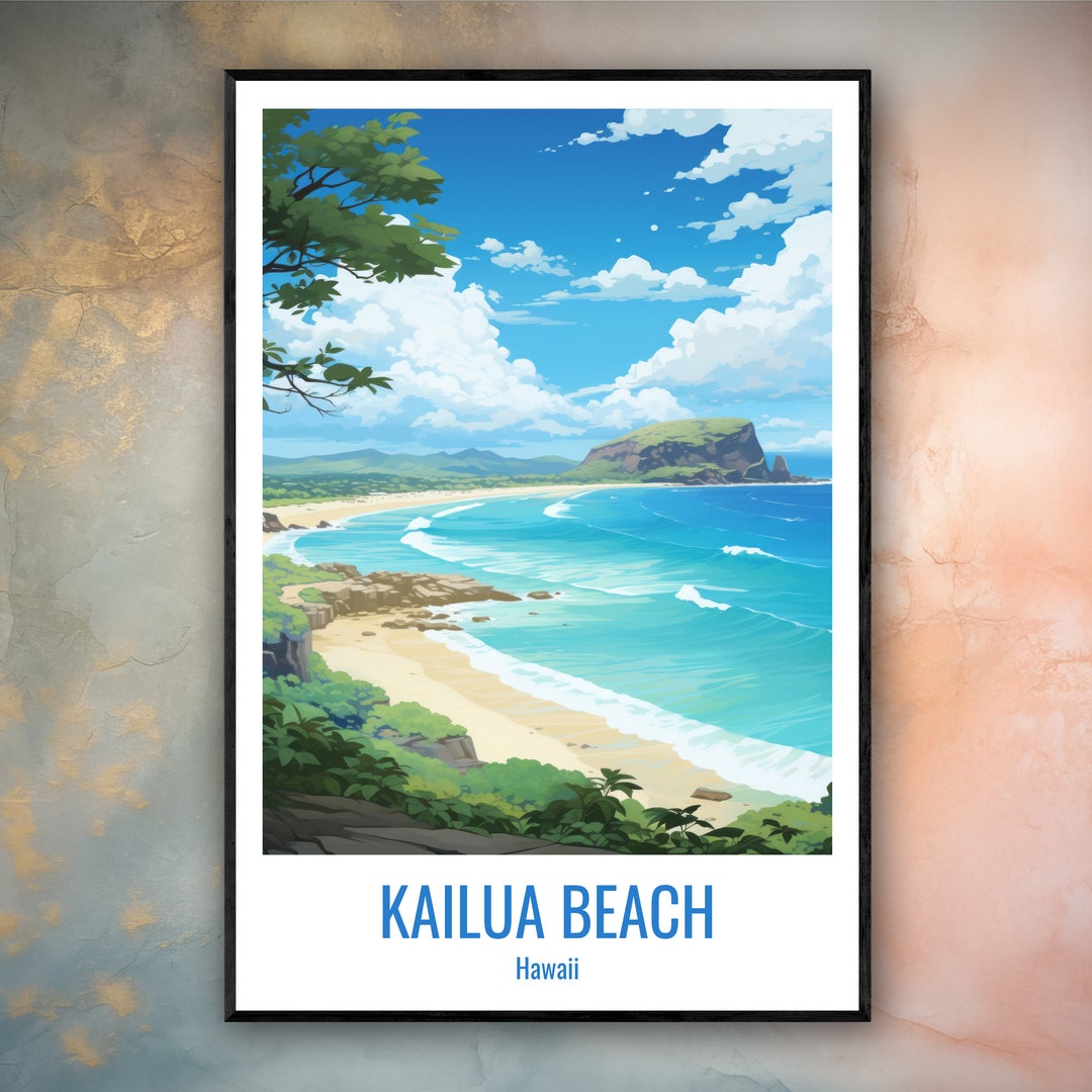 Kailua Beach Travel Print Poster Kailua Gift Vertical Adventure Wall