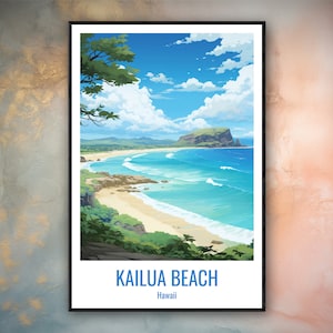 Kailua Beach Travel Print Poster Kailua Gift Vertical Adventure Wall Art Kailua Beach Home Decor Hawaii Gift Poster