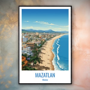 Mazatlan Travel Print Poster Mazatlan Gift Vertical Adventure Wall Art Mazatlan Home Decor Mexico Gift Poster