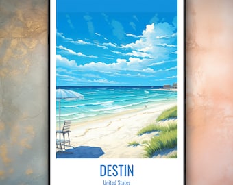 Destin Florida Poster | Emerald Coast Beach Wall Art | Florida Panhandle Travel Print | Destin Vacation Gift | Northwest Florida Beach Decor