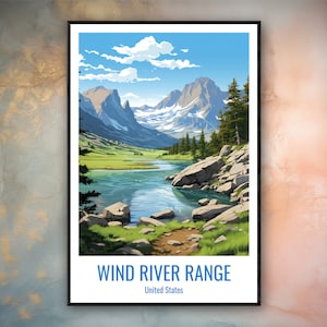 Wind River Range Travel Print Poster Wind River Gift Vertical Adventure Wall Art Wind Range Home Decor United States Gift Poster