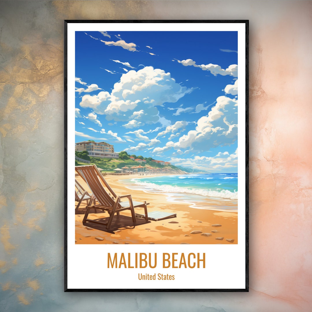 Malibu Beach Poster Malibu Beach Print Malibu Beach Decor Etsy