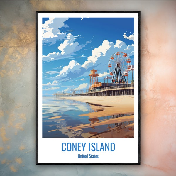Coney Island Travel Print Poster Coney Island Gift Vertical Adventure Wall Art Coney Island Home Decor United States Gift Poster