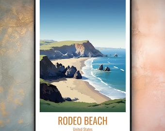 Rodeo Beach California Poster | Marin Headlands Wall Art | CA Coastal Travel Print | Rodeo Beach Gift | Marin County Home Decor