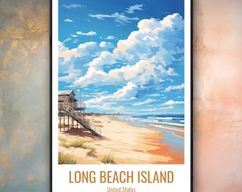 Long Beach Island NJ Poster | LBI Jersey Shore Wall Art | Barrier Island Travel Print | Long Beach Island Gift | NJ Beach Home Decor