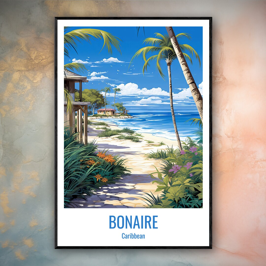 Bonaire Poster Bonaire Wall Art Bonaire Home Decor Bonaire Etsy