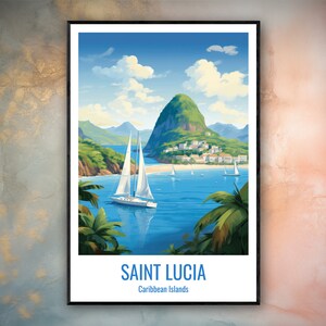 Saint Lucia Travel Print Poster Saint Lucia Gift Vertical Adventure Wall Art Saint Lucia Home Decor Caribbean Islands Gift Poster