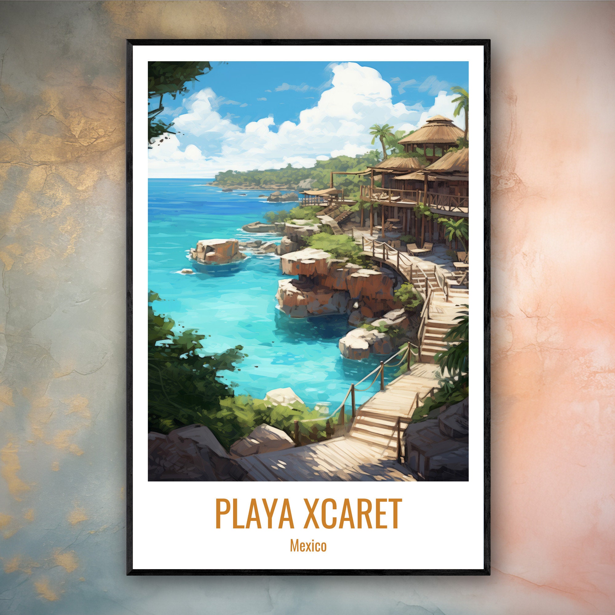 Playa Xcaret Travel Print Poster Xcaret Gift Vertical Etsy