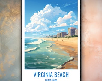 Virginia Beach Travel Print Poster Virginia Gift Vertical Adventure Wall Art Virginia Home Decor United States Gift Poster