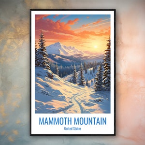 Mammoth Mountain Travel Print Poster Mammoth Gift Vertical Adventure Wall Art MammoMountain Home Decor United States Gift Poster