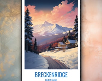 Breckenridge Poster | Breckenridge Colorado Wall Art | Ski Resort Mountain Print | Summit County Decor | CO Travel Gift