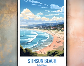 Stinson Beach Travel Print Poster Stinson Gift Vertical Adventure Wall Art Stinson Home Decor United States Gift Poster