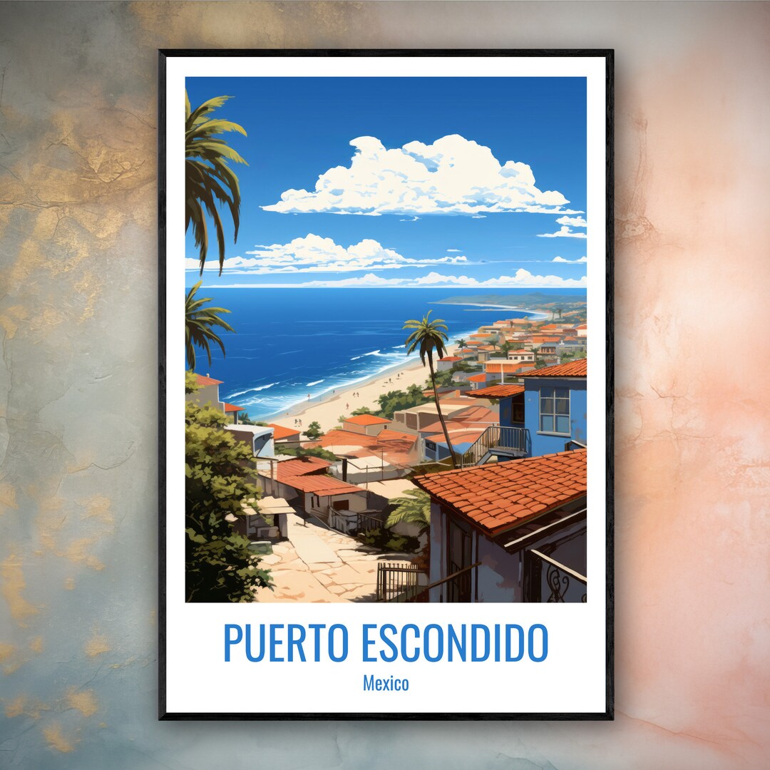 Puerto Escondido Travel Print Poster Puerto Escondido Gift Etsy