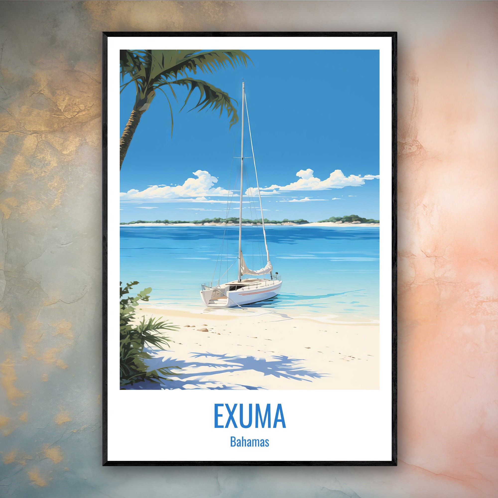 Exuma Poster Exuma Bahamas Poster | Exuma Island Wall Art | Exuma Travel Print ...