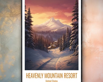 Heavenly Mountain Resort Travel Print Poster Heavenly Gift Vertical Adventure Wall Art Mountainly Home Decor United States Gift Poster