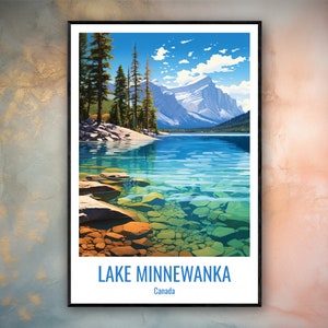 Lake Minnewanka Travel Print Poster Minnewanka Gift Vertical Adventure Wall Art Minnewanka Home Decor Canada Gift Poster