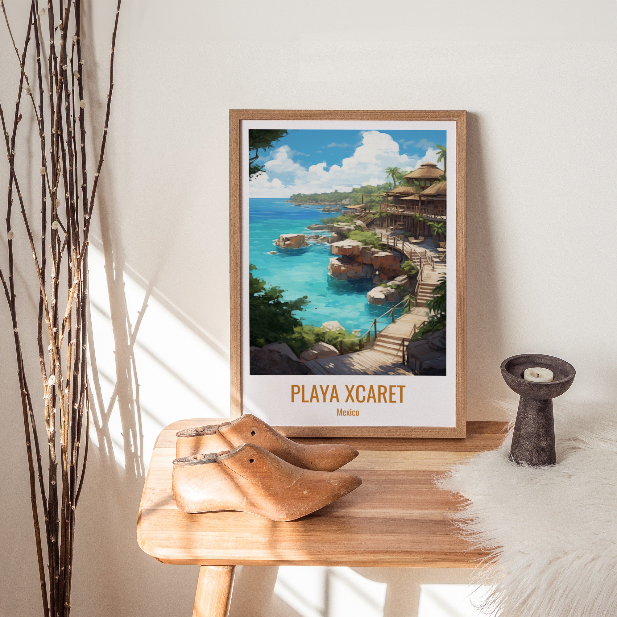 Playa Xcaret Travel Print Poster Xcaret Gift Vertical Etsy