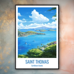 Saint Thomas Travel Print Poster Saint Thomas Gift Vertical Adventure Wall Art Saint Thomas Home Decor Caribbean Islands Gift Poster