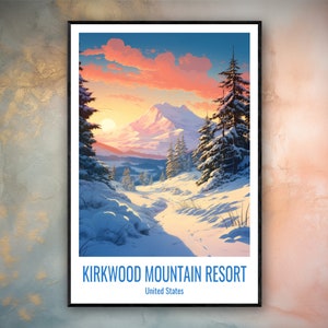 Kirkwood Mountain Resort Travel Print Poster Kirkwood Gift Vertical Adventure Wall Art Kirkwood Mtn Home Decor United States Gift Poster