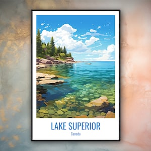 Lake Superior Travel Print Poster Superior Gift Vertical Adventure Wall Art Superior Home Decor Canada Gift Poster