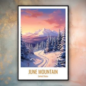 June Mountain Travel Print Poster June Gift Vertical Adventure Wall Art June Home Decor United States Gift Poster