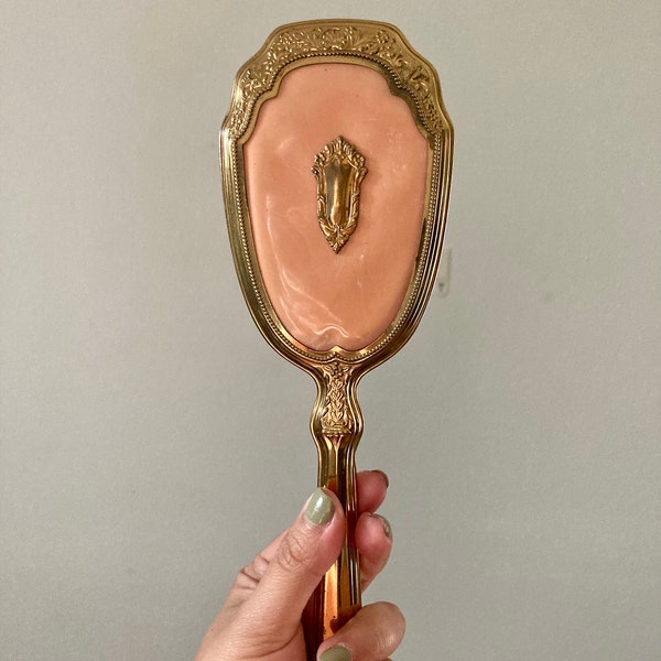 Art Deco Gold Filigree Coral Hairbrush