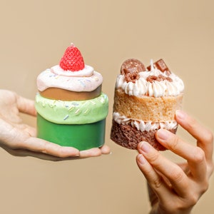 デザートキャンドル 2個セット | 友人や家族へのギフトセット | 手作りソイワックス | クリスマスギフト | 直前ギフト | 本物そっくりのキャンドル