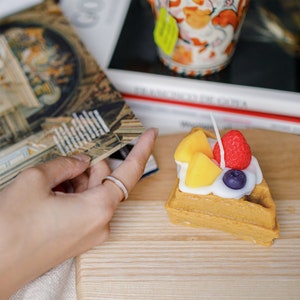 Fruit waffle scented candle | Best friend gift | Family gift | Soy wax candle | Dessert candle | Realistic candle | Designer gift