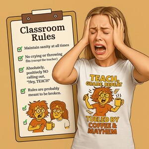 Funny Teacher Shirt: Teach, Grade, Repeat - Back to School Gift