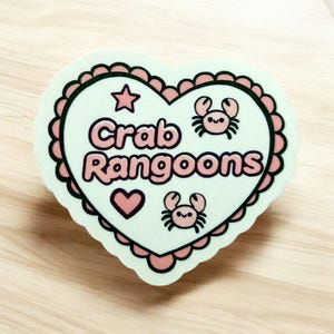 Cute Crab Rangoons Heart Sticker - Whimsical Decal for Stickers Collection