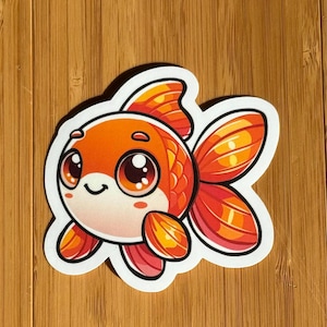 Goldfish Sticker-Cute and Whimsical | Hand-drawn Sticker | 3 Inch Sticker | Goldfish Sticker for Journals, Scrapbooking | Fish Lover Sticker
