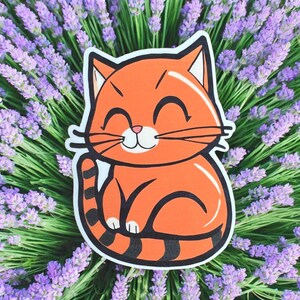 Cute Cartoon Smiling Orange Cat Sticker - Fun and Playful Decor for Any Surface