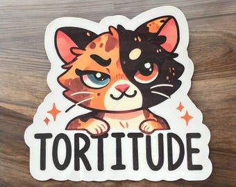 Tortitude Cat Sticker - Adorable Tortoiseshell Design
