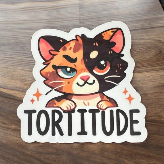 Tortitude Cat Sticker - Adorable Tortoiseshell Design