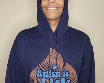AUTISM IS LIT Hoodies- Navy Blue Color