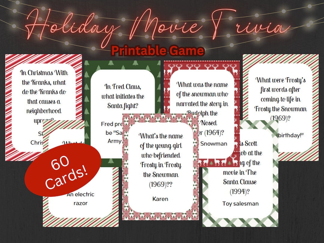 Holiday Movie Trivia Christmas Movie Trivia Game Printable Etsy