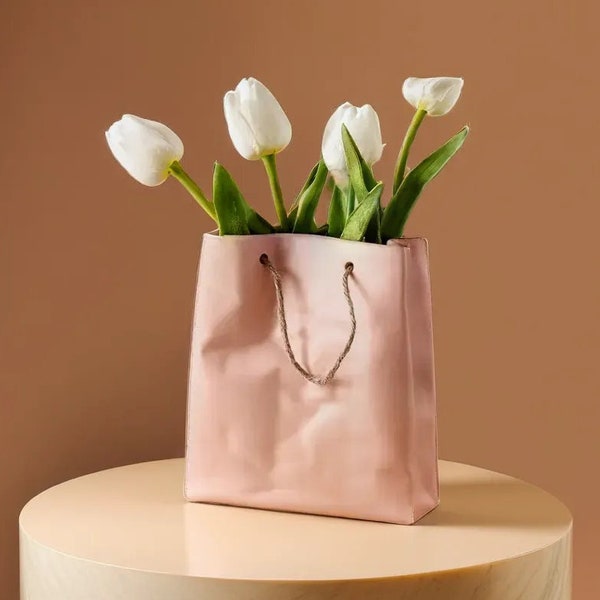 Bag Vase, Decorative Ceramic Vase, Handbag Flower Vase, Shopping Bag Ceramic Vase, Table Decor, Gift for Mom, Minimalist Vase, Birthday Gift