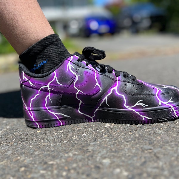 Custom Lightning Black Air Force 1 Sneakers, Multi-color optional