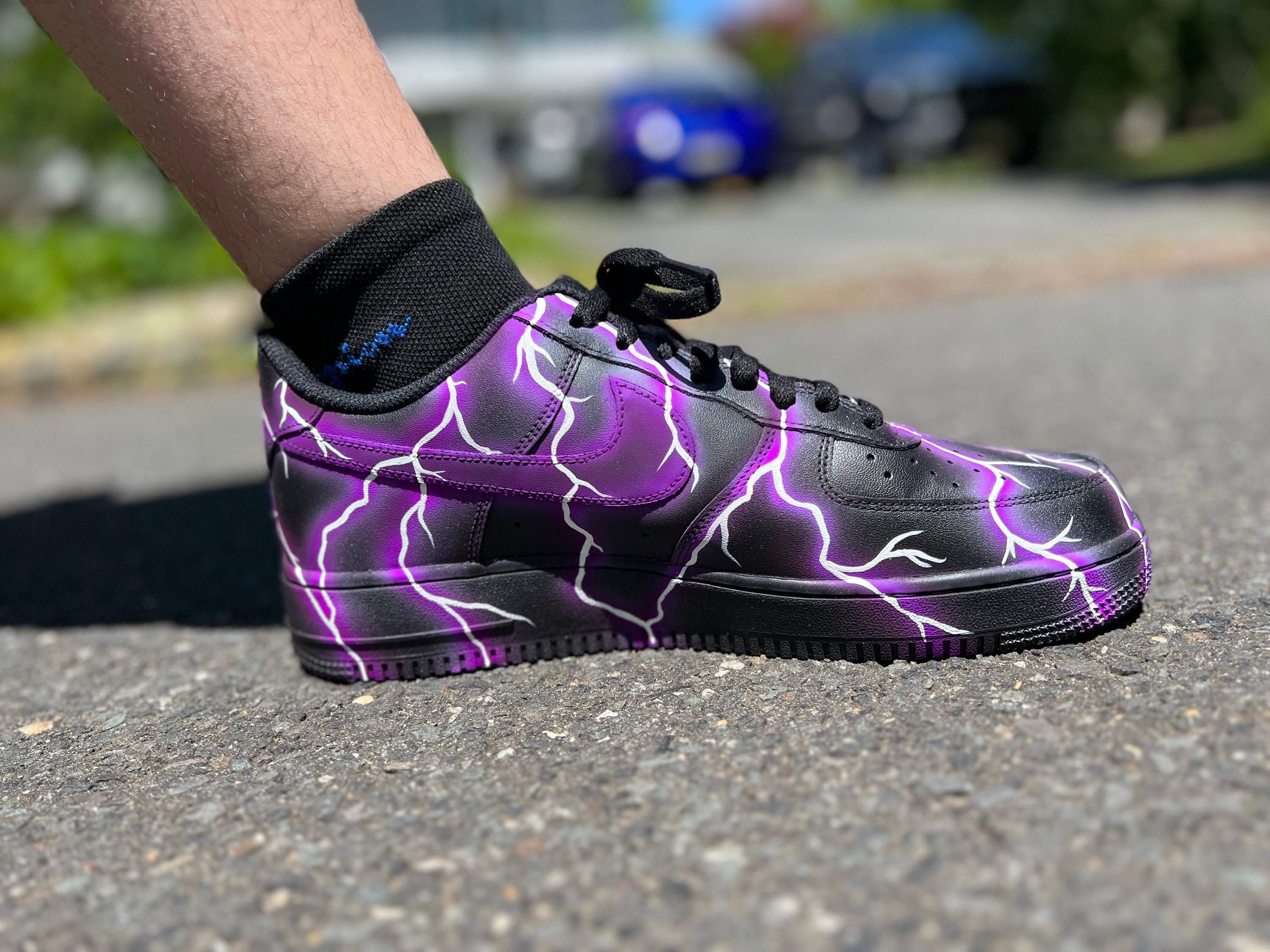 Nike Air Force 1 Custom Fiery Neon Splatter Graffiti Shoes